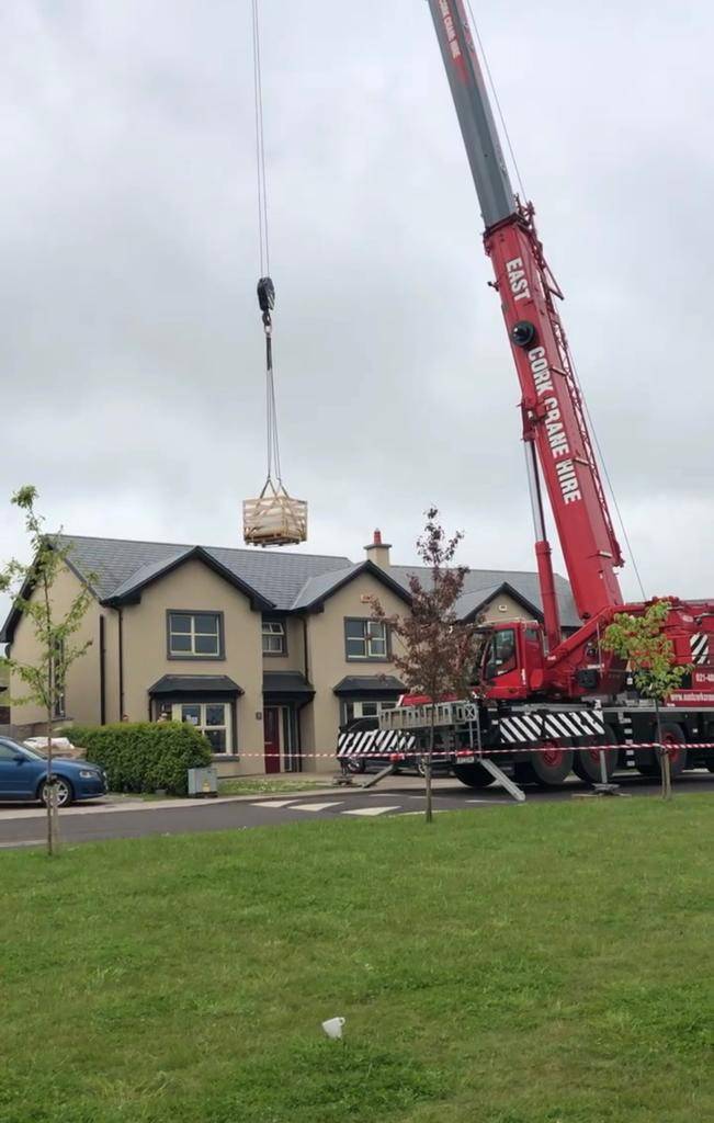 Pizza oven lift being used for transport